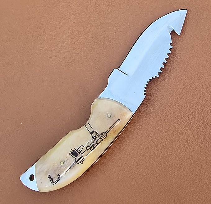 Handmad Stainless Steel Hunting Skinner Knife With Camel Bone Handle For Hunting & Outdoor Purpose '