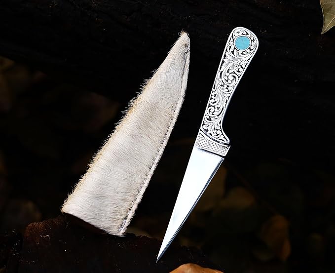 KNI-3142 Custom Handmade D2 Steel Knife with Leather Sheath 3D Engraved