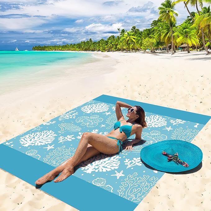 AISPARKY Beach Blanket Waterproof Sandproof Extra Large Beach Mat Quick Drying Outdoor Picnic Durable Portable Blanket for Travel Camping Hiking Beach Festival Picnic