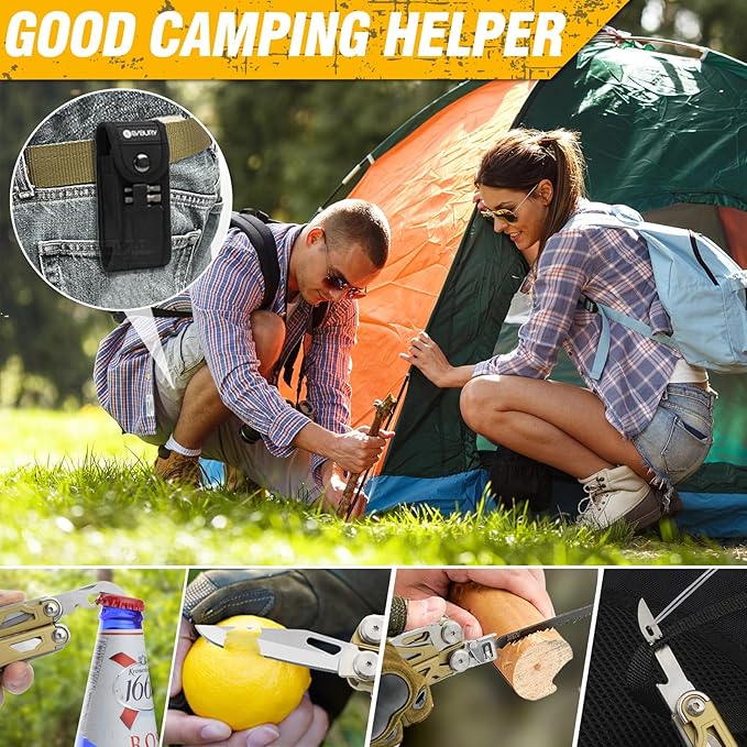 BIBURY Multitool Pliers, 31-in-1 Stainless Steel Multi Tool with Replaceable Wire Cutters and Saw, Foldable Heavy-duty Multitool Set with Scissors and Screwdriver for Hiking Camping Survival Repair