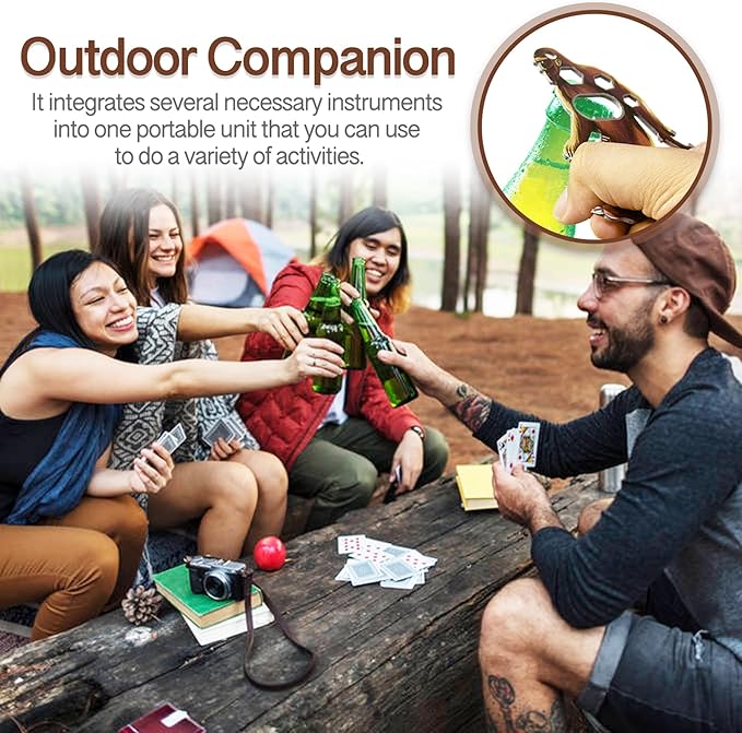 Sasquatch Multi-Tool, Tool-a-Long Stainless Steel Compact Tool with Carabiner for Camping, Hiking, Fishing, Kayaking, Travel and Outdoor Survival. (2 Pack)