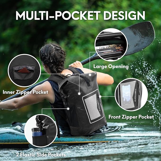 Haimont Waterproof Backpack Dry Bag Floating Roll Top Dry Sack Durable Backpack for Kayaking, Surfing, Rafting, Fishing, 30L
