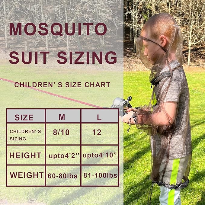 Aventik No-See-Um Mesh Youth Mosquito Jacket, Youth Mosquito Pants M&L Super Light, Keep Safe Cool, UV Protection