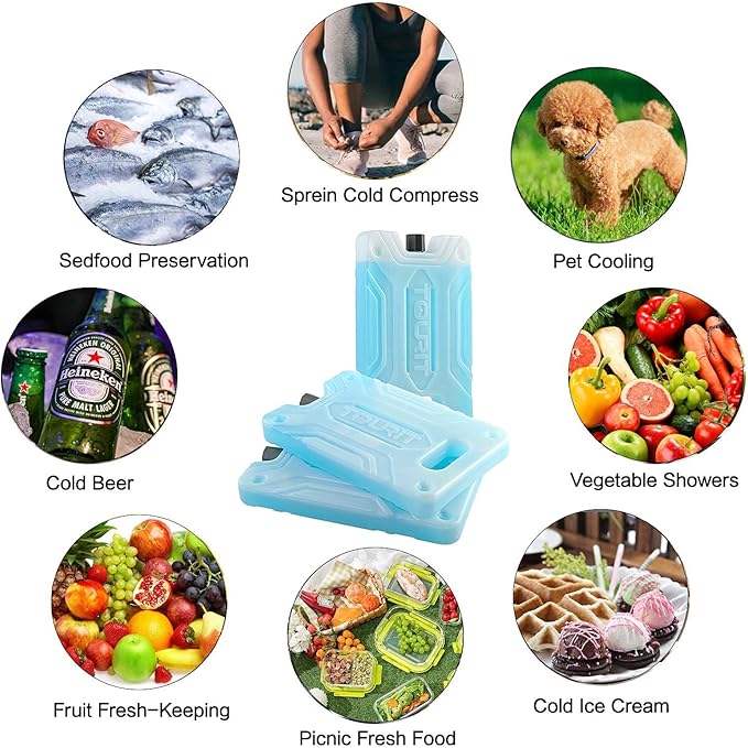 TOURIT Ice Pack for Lunch Box-8.75” x 5.5”-Reusable Long Lasting for Lunch and Cooler Bag-Camping, Beach, Picnics, Fishing and More
