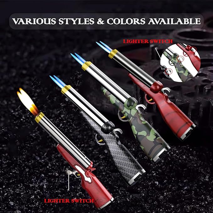 Cool Creative Design Butane Torch Lighter Refillable Unique Lighters for Men Fireplace Candle Camping BBQ (Without Gas) (01)