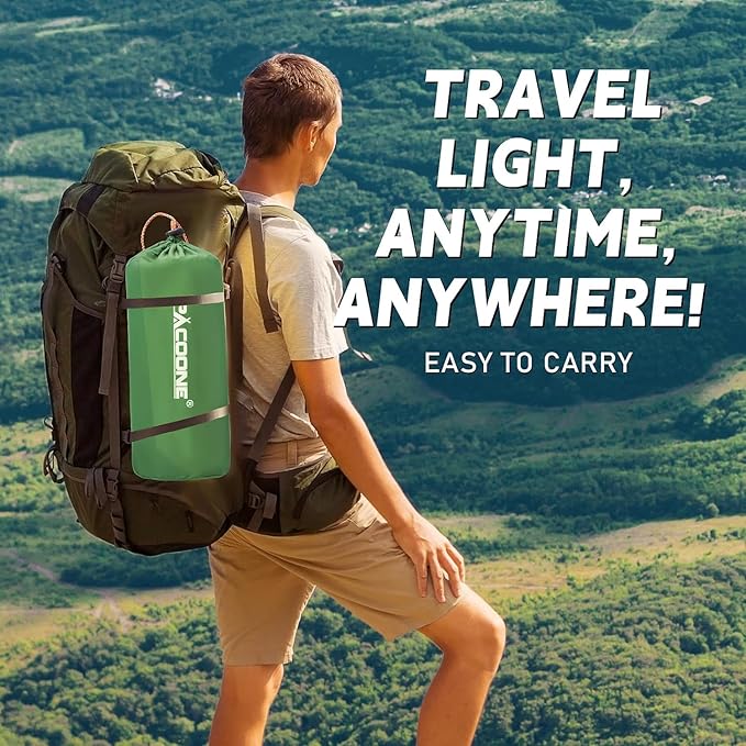 Camping Sleeping Pad with Compass, Ultralight Inflatable Sleeping Mat with Pillow, Built-in Foot Pump, Portable Camping Air Mattress for Backpacking Hiking Traveling Tent(Green)