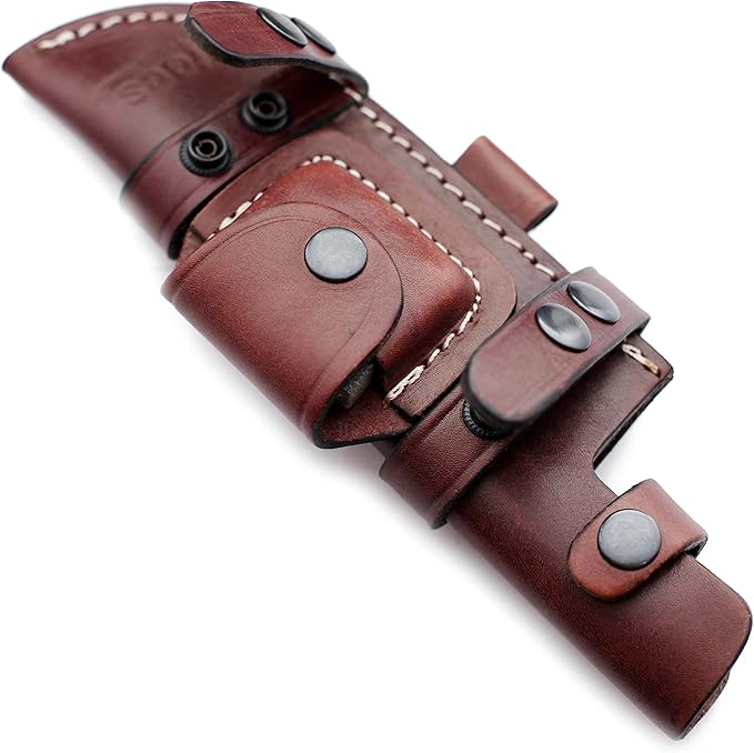 GCS Handmade Brown Leather Sheath Right from Front Vertical - Left from Back Horizontal Knife - GCS 223
