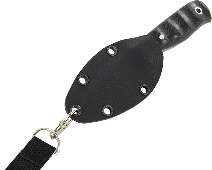 HOBBIT: Bushcraft / Survival Neck Knife, Polished Sculptured Micarta, Stainless Steel MOVA-58, Kydex sheath, Handmade
