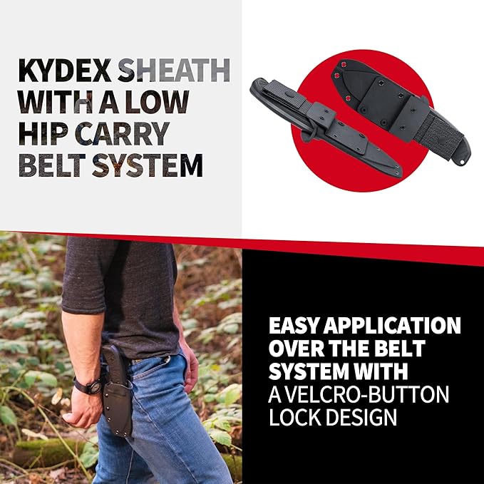 Off-Grid Knives - Alpha-Dog Heavy Duty Fixed Blade Knife, 5mm Thick Cryogenic D2 Blade Steel, Full Tang, G10 Scales, XL Handle