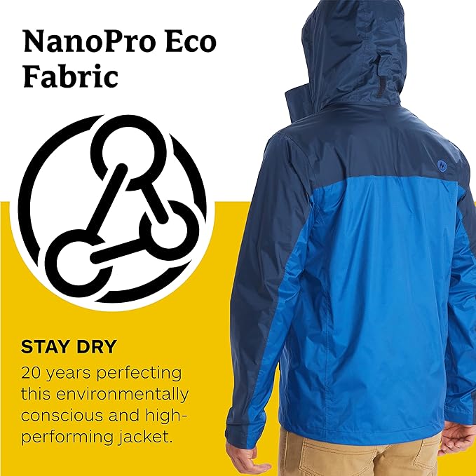 MARMOT Men's Precip Eco Waterproof Rain Jacket - 100% Recycled, Breathable, Lightweight, Packable Raincoat