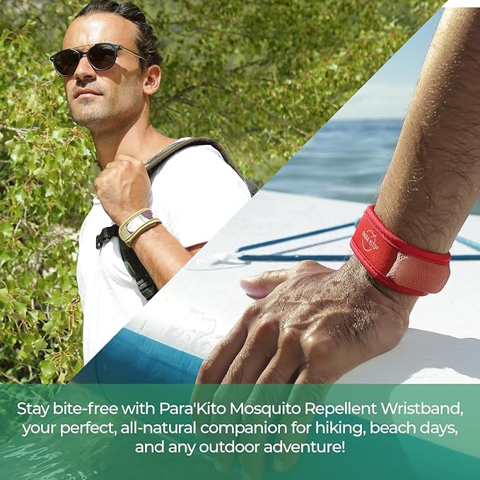 PARA'KITO Mosquito Insect & Bug Repellent Wristband - Waterproof, Outdoor Pest Repeller Bracelet w/Natural Essential Oils (White)