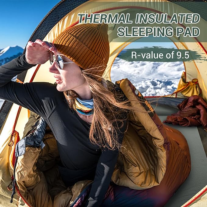 Elegear Self Inflating Sleeping Pad, 3.1" Ultra-Thick Memory Foam Camping Pad with Pillow Fast Inflating in 20s Insulated Camping Mattress Pad 4-Season Camp Sleeping Mat for Camping/Travel/Car/Tent