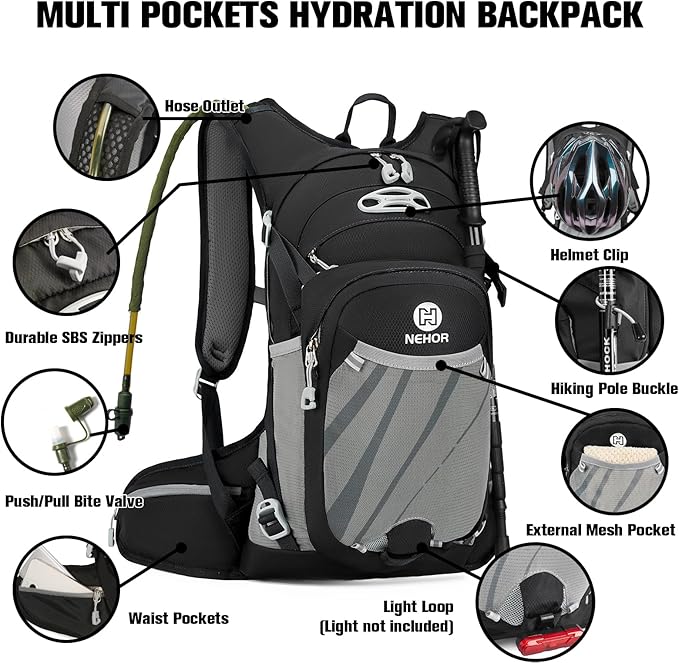 Hiking Backpack Men Women,Hydration Backpack Pack with 2L Water Bladder,Lightweight Water Backpack for Hiking,Running,Cycling,Camping