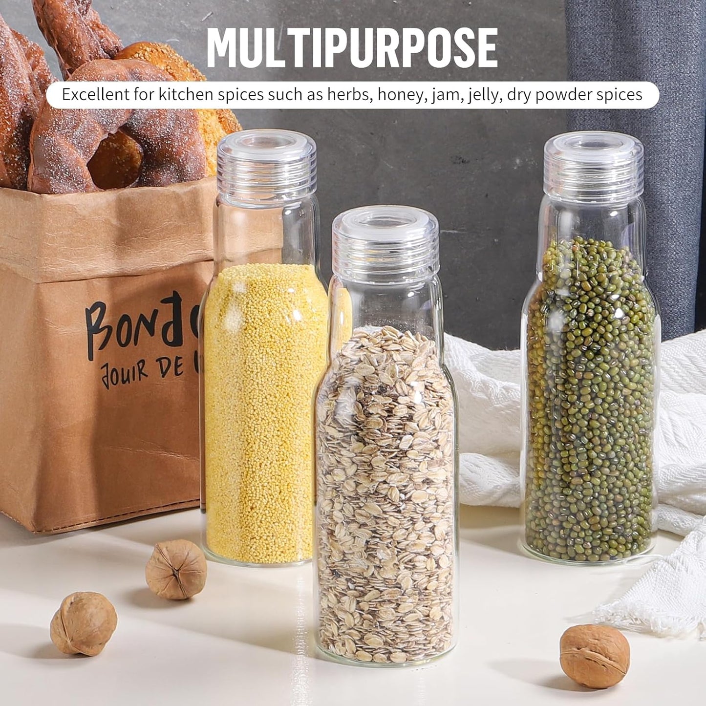 17 Oz Glass Juice Bottles with Lids, Glass Bottles, BPA Free, Borosilicate Glass for Juicing, Smoothies, Infused Water, Beverage Storage, Shaker Bottles (1 Pack)