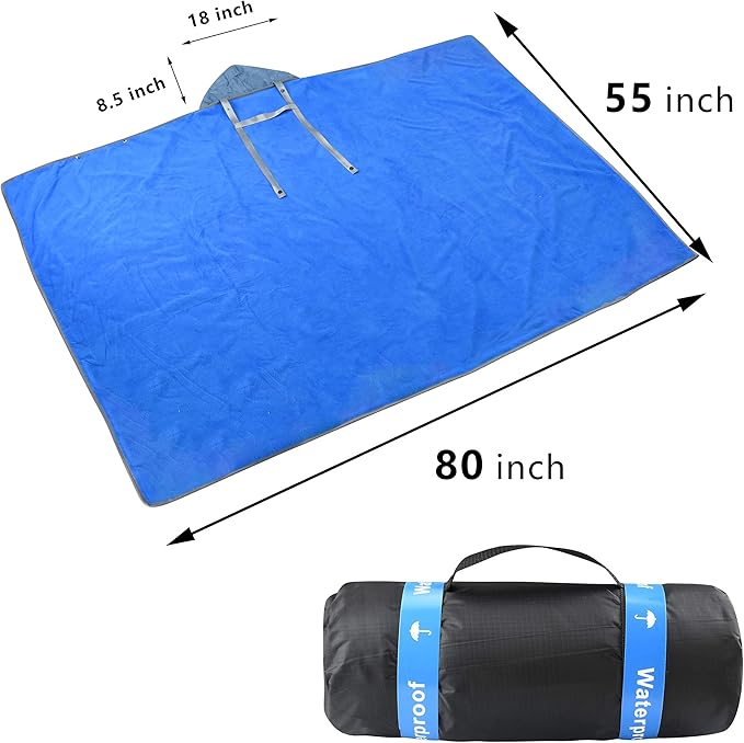 Catalonia Waterproof Blanket for Outdoor, Hooded Blanket Poncho, Windproof, Warm for Stadium,Sporting Events, Camping