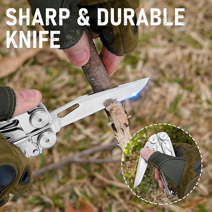 BIBURY Multitool Pliers Pro BI2045, Foldable Multitools with Replaceable Wire Cutters and Saw, Stainless Steel Multi Tool w/Upgraded Scissors and Screwdriver Set, Ideal for Camping, Fishing, Survival