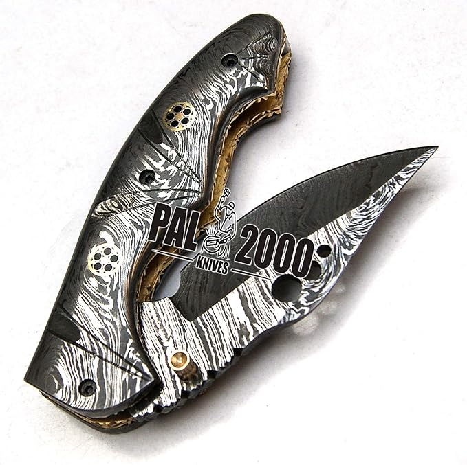 FP-9491 Handmade Damascus Steel Folding Pocket Knife With Sheath