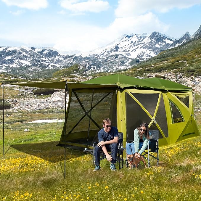 TIMBER RIDGE 4/6/8 Person Instant Pop Up Cabin Tent, Easy 60 Second Setup, Weather Resistant Camping Family Hub Tent with Rain Fly and Carry Bag for Camping Hiking Outdoor Travel