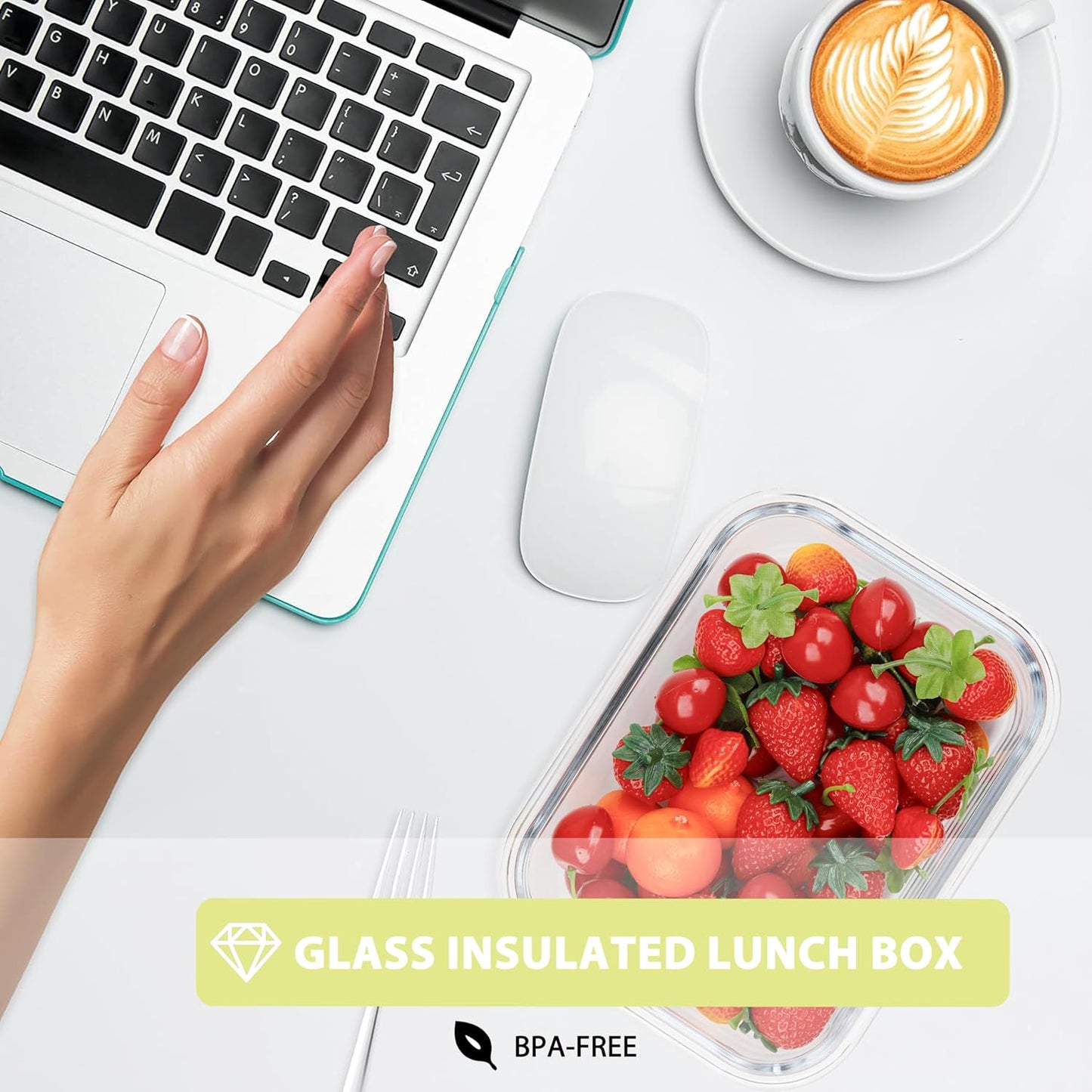 kakw10 Packs Glass Food Storage Containers,Glass Meal Prep Container for Lunch,can be used in the Microwave, Oven, Freezer and Dishwasher,with Upgraded Snap Locking Lids. (10 Packs)