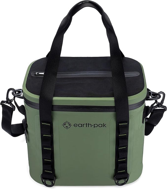 Earth Pak Heavy Duty Waterproof 20-Can Soft Cooler Bag for Camping, Kayaking, Beach Trips - Mesh Bag Insert Included