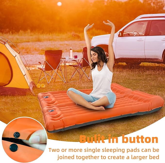 Sleeping Pad for Camping, Ultralight Inflatable Sleeping Mat with Built-in Foot Pump, Upgraded 50D Nylon Durable Camping Air Mattress, Suitable for Camping, Fishing, self Driving Tours