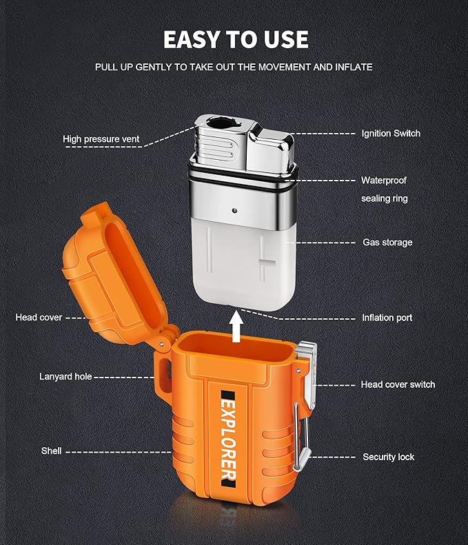 Torch Lighter, Waterproof, Windproof, refillable Butane Gas Lighters for Camping, Grill, BBQ, Fireworks