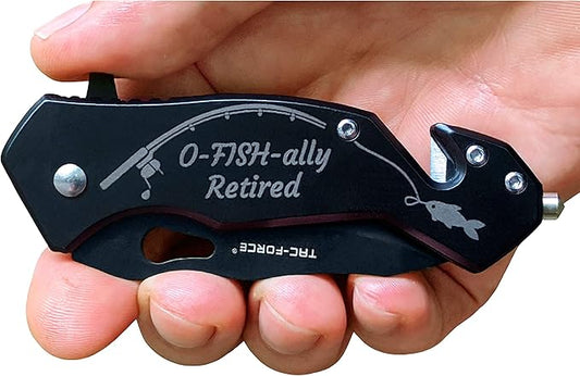 Retirement Gifts for Men who love Fishing - Engraved Pocket Knife for a Fisherman - Ofishally Retired - Funny Retirement Gifts Idea for a Fisherman - Happy Retirement 2023 (O-FISH-ally Retired)