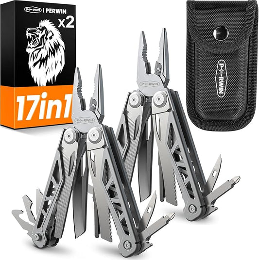 Multitool, 17-in-1 Stainless Steel Multi Tool Pliers with Self-locking, Pocket Knife, Professional (EDC) Multi-tool for Outdoor, Survival, Camping and Hunting, Hiking, Simple Repair