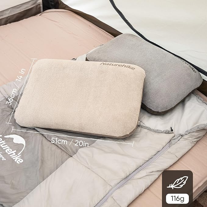 Naturehike Camping Pillow Protectors Cover Case, 20×14in, Soft Touch, Skin-Friendly, Removable, Machine Washable, Fade Resistant, Durable (Grey)