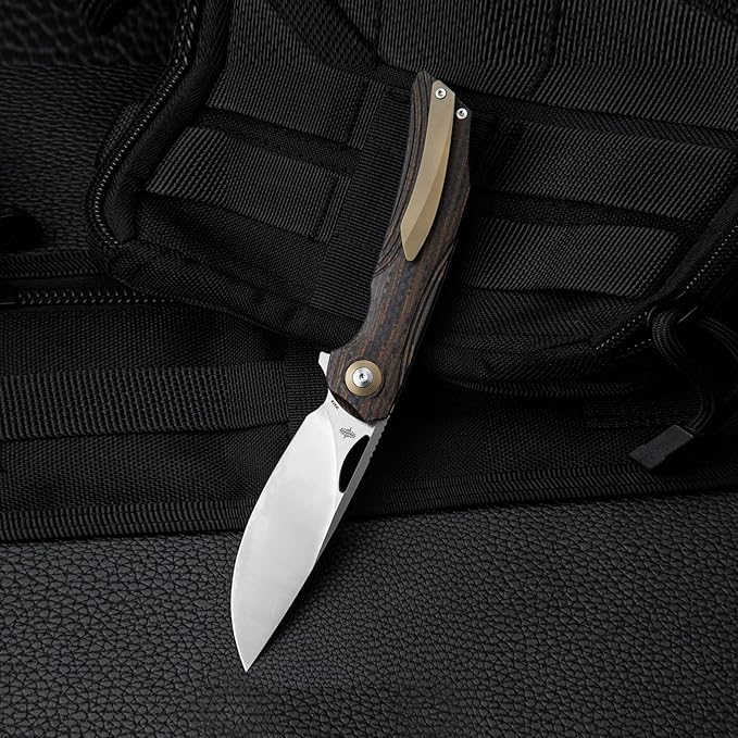 BESTECH KNIVES Pocket Folder Folding Knife: 3.54" 154CM Steel Satin Blade, Carbon Fiber and G10 Scales, Flipper, Liner Lock, EDC Titanium Clip, BL01D (Black Orange)
