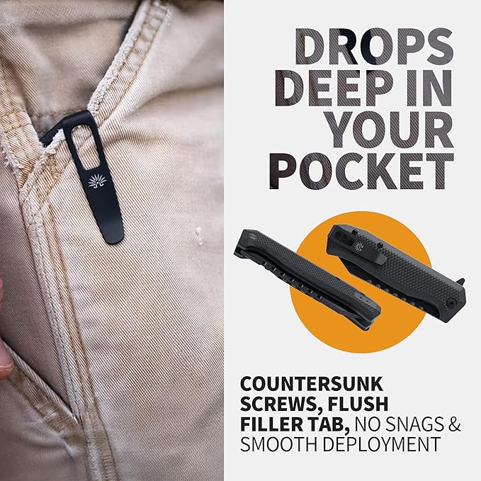 Off-Grid Knives - Viper V2 with154CM Steel Tanto Blade, Grippy G10 Scales, Left or Right Deep Carry Clip, Ceramic Ball Bearings (Blackwash)