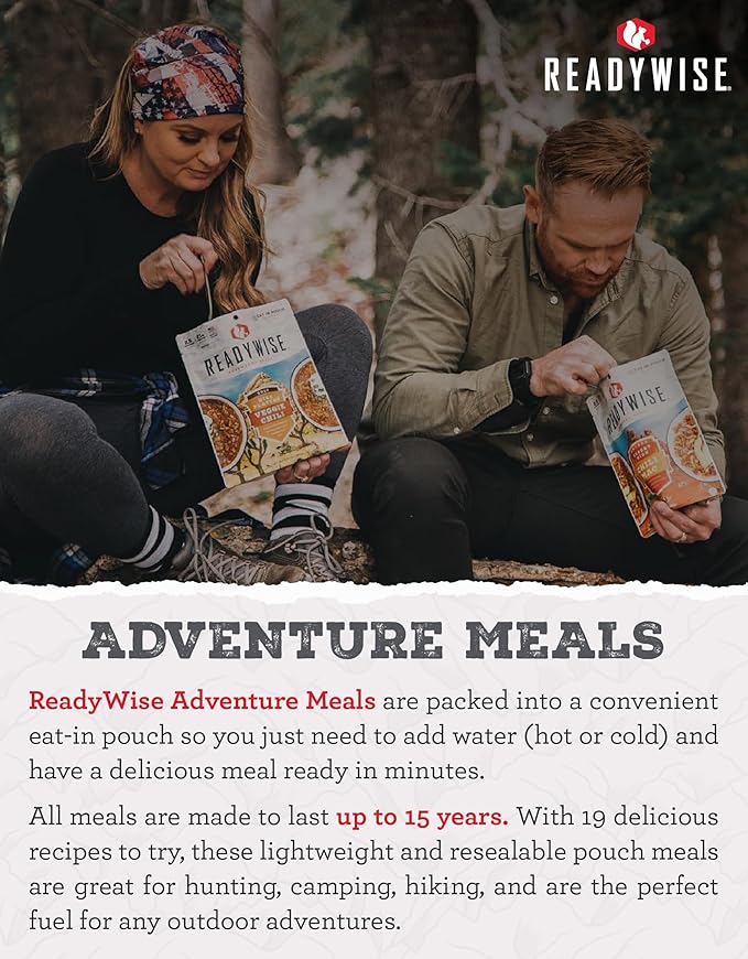 READYWISE - Adventure Meal, Veggie Chili Soup, 2 Servings, Pack of 1, Emergency Preparedness, Freeze Dried Food, MRE, Snack Pack or Emergency Food, Backpacking, Camping, Hiking, and, Survival Food