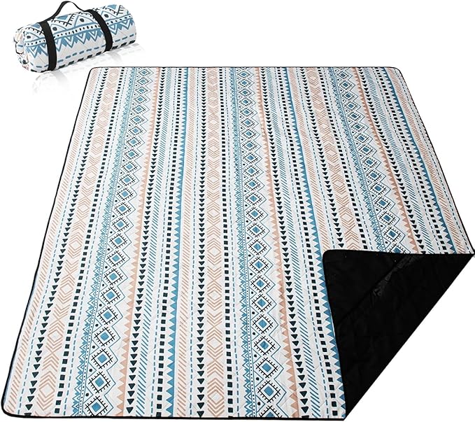 Picnic Blanket Extra Large(79" x 82"), 3-Layer Thickening Camping Blanket, Machine Washable Outdoor Blanket, Wear-Resistant, Soft and Comfortable, Sandproof Beach Mat for Beach, Park, Lawn