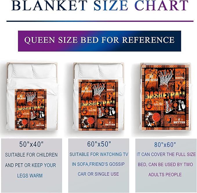 Basketball Blanket for Girls Boys Team,Super Warm Basketball Throw Blankets Bed Bedding Sofa Basketball Gifts for Adults Women Men Basketball Lovers 80"x60"