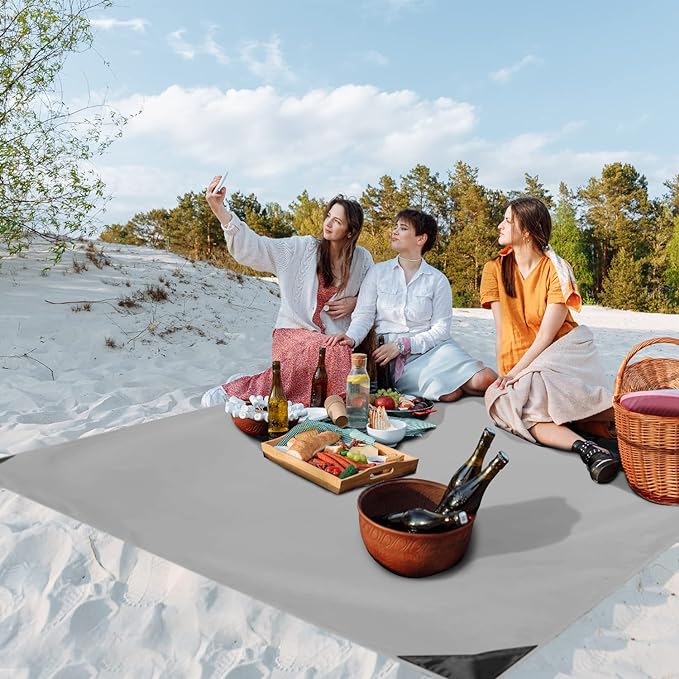 Odoland Beach Blanket Picnic Blanket, SandProof Waterproof Outdoor Pocket Blanket with Portable Bag, Foldable Lightweight Sand Free Quick Drying Beach Mat for Hiking Camping Picnics Travel Concert