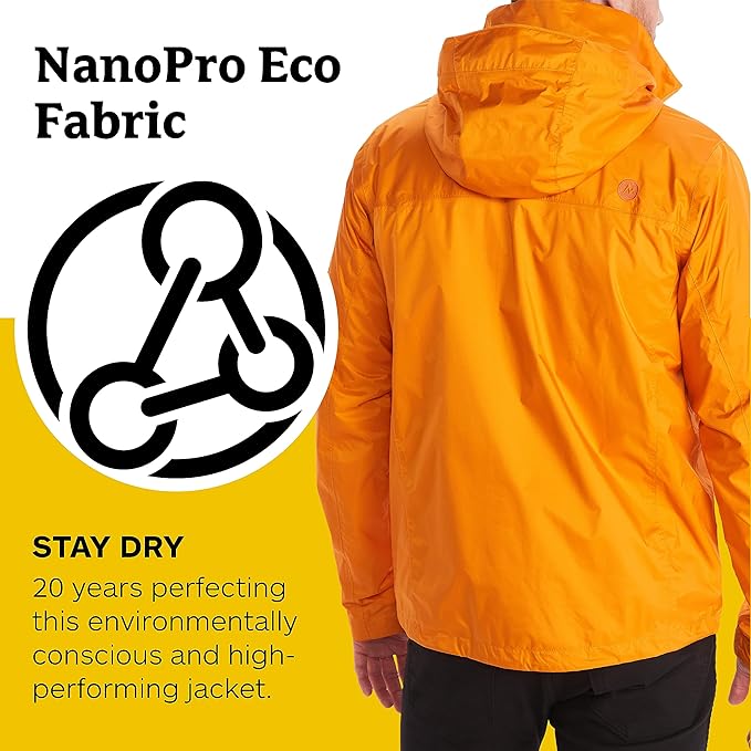 MARMOT Men's Precip Eco Waterproof Rain Jacket - 100% Recycled, Breathable, Lightweight, Packable Raincoat