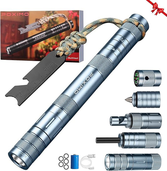 Gifts for Men Women POXIMO 9 in 1 Multitools, Stocking Stuffers EDC Multi Tool for Camping Hiking Surviving, Gift for Father Dad Husband Him Multi-Tool Survival Kits, Birthday Gifts Gadgets