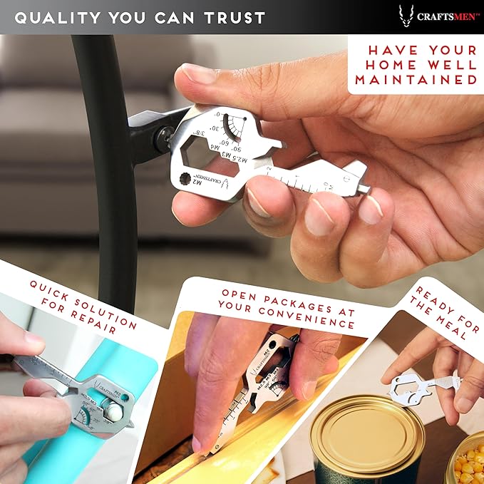 CRAFTSMEN MULTI TOOL KEY 20 IN 1 | Key Chain Utility Gadget | Key Multitool | EDC | Father Day Gift | TSA | Bottle Opener | Screw Driver | Gift for Men, Women, Valentine's, Groomsmen, Birthday
