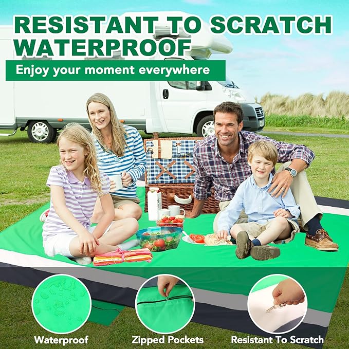 PY SUPER MODE Beach Blanket Waterproof Sandproof, Extra Large 78''× 82'' Beach Mat for 4-7 Adults, Lightweight & Portable Picnic Blankets for Camping, Traveling, Hiking