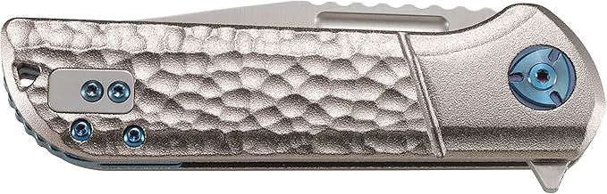 CRKT Lanny EDC Folding Pocket Knife: Assisted Opening Everyday Carry, Satin Blade, Flipper , Liner Lock, Hammered Aluminum Handle, Reversable Pocket Clip 6525