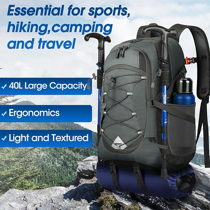 IGOLUMON Hiking Backpack 40L Packable Lightweight Camping Backpack Men Women Waterproof Hiking Daypack Outdoor Travel Daypack