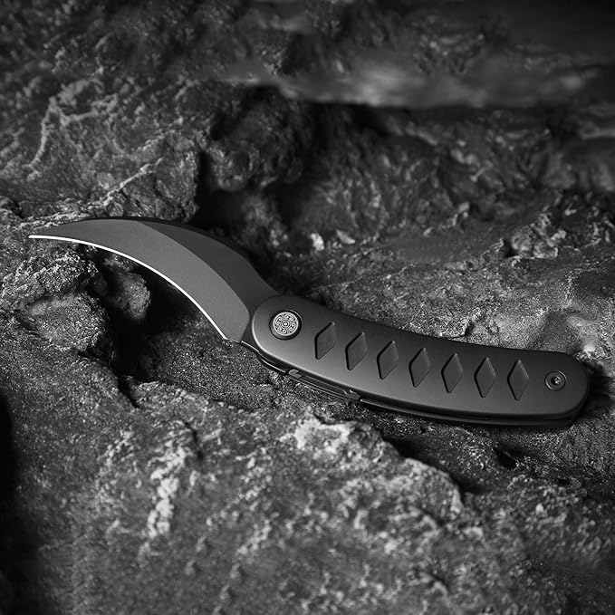Knife Kage-C03 Front Flipper Knife,2.52" M390 Stonewashed Blade Pocket Knife,3.39" 6AL4V Titanium Handle,Ceramic Ball Bearing with Liner Lock,Outdoor Folding Knife (Black)
