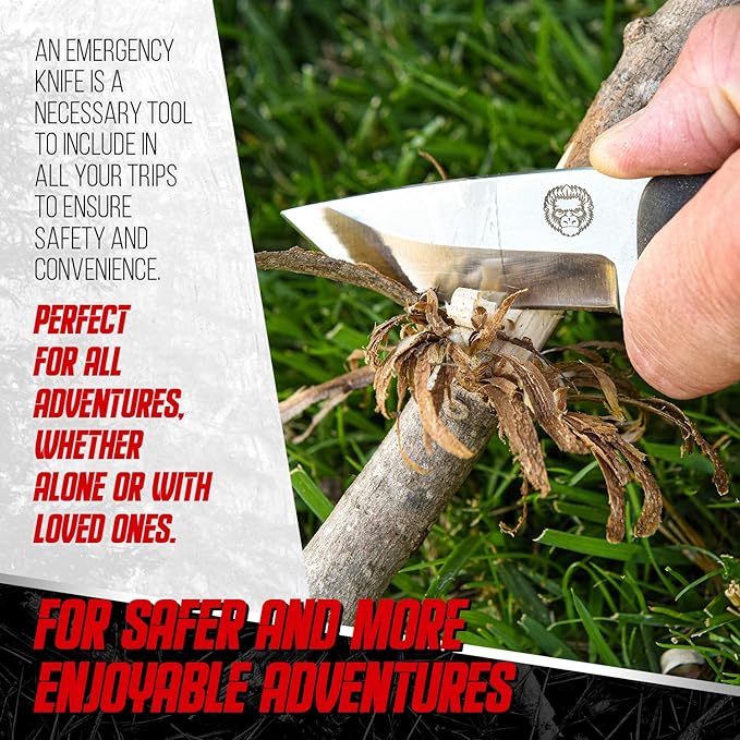Holtzman's Gorilla Survival 'Redline' Fixed Blade Hunting Knife with Sheath and Ferro Rod
