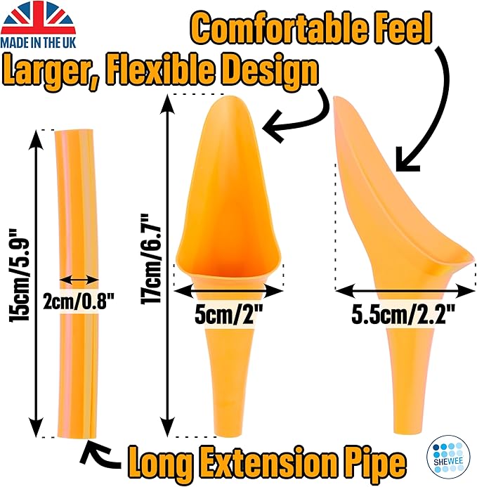 SHEWEE Flexi – The Original Female Urinal – Made in The UK – Reusable, Flexible & Portable Urination Device. Festival, Camping, Car, Hiking Essentials for Women. Stand to Pee Funnel W/Extension Pipe