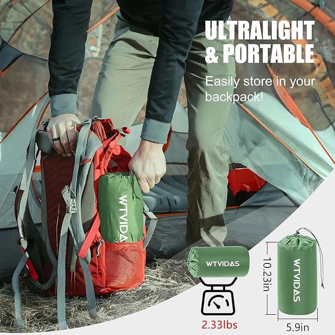 Oversized Camping Sleeping Pad,4.2" Thick Ultralight Camping Sleeping Mats for Adults,Camping Mattress with Pillow & Built-in Pump for Tent,Backpacking,Travel