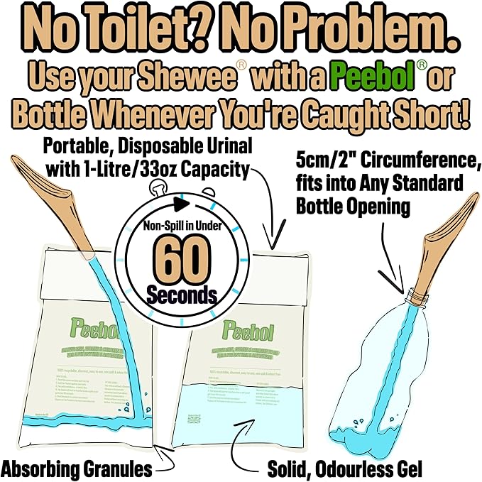 SHEWEE Extreme Female Urinal – UK Made Reusable Pee Funnel, Travel Essential Camping Accessories Festival Essential, Stand to Pee Female Urination Device