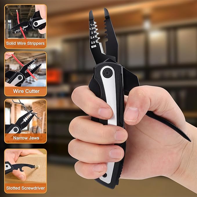 Multi-tool Pocket Knife, 17-in-1 Multitool with Sharp Tactical Knife Wire Cutter Bottle & Can Opener 9-Pack Screwdrivers Perfect for Camping Survival, Cool Gifts for Men Dad Husband Boyfriend