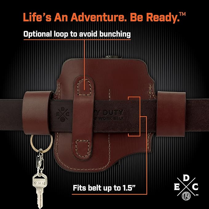 Multitool & Flashlight Holster, Leather EDC Organizer Belt Pouch Fits Multitool, Knife, Flashlight, Keys - Compatible with Heavy Duty Leatherman, Gerber, SOG Multitools