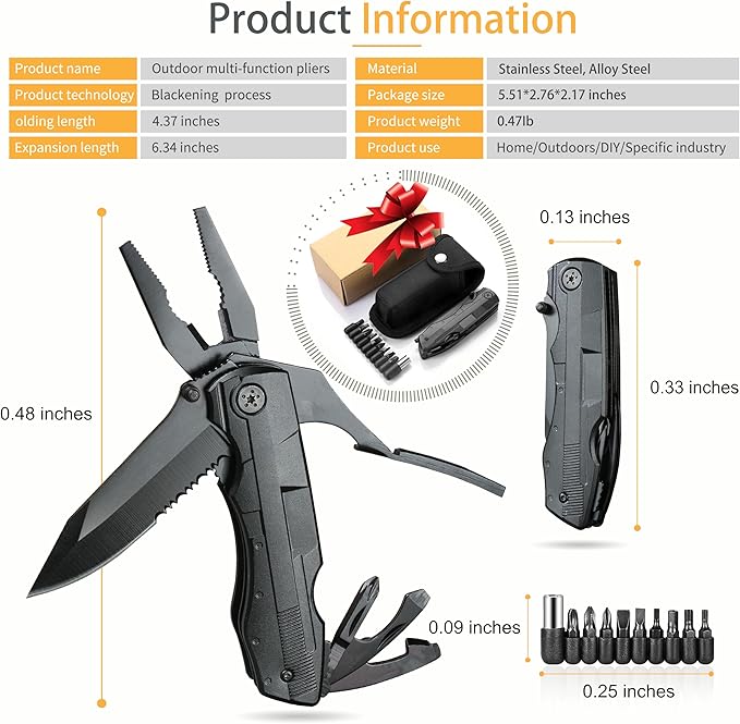 Folding multitool knife-Multipurpose outdoor pocket pliers multitool-Fishing multitool-Tactical,Outdoor,Camping,Hunting Multitool knife-Gift for Father, Grandfather,Husband, Boyfriend,Uncle