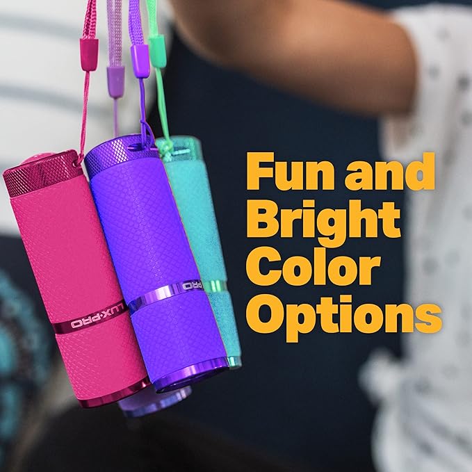 LUX-PRO LP395 Gels Glow in Dark 9 LED Flashlight (Pink, Purple, Teal)